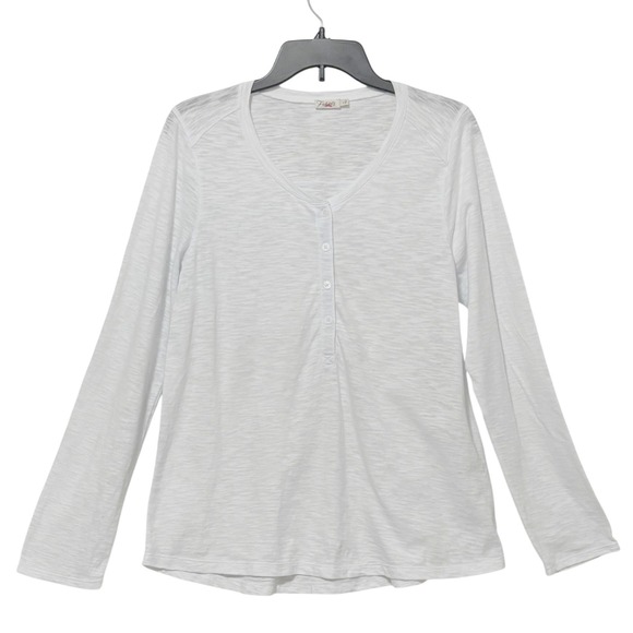 Faherty Brand Tops - Faherty - Women’s White Long Sleeve Slub Henley Top V-Neck Size Large